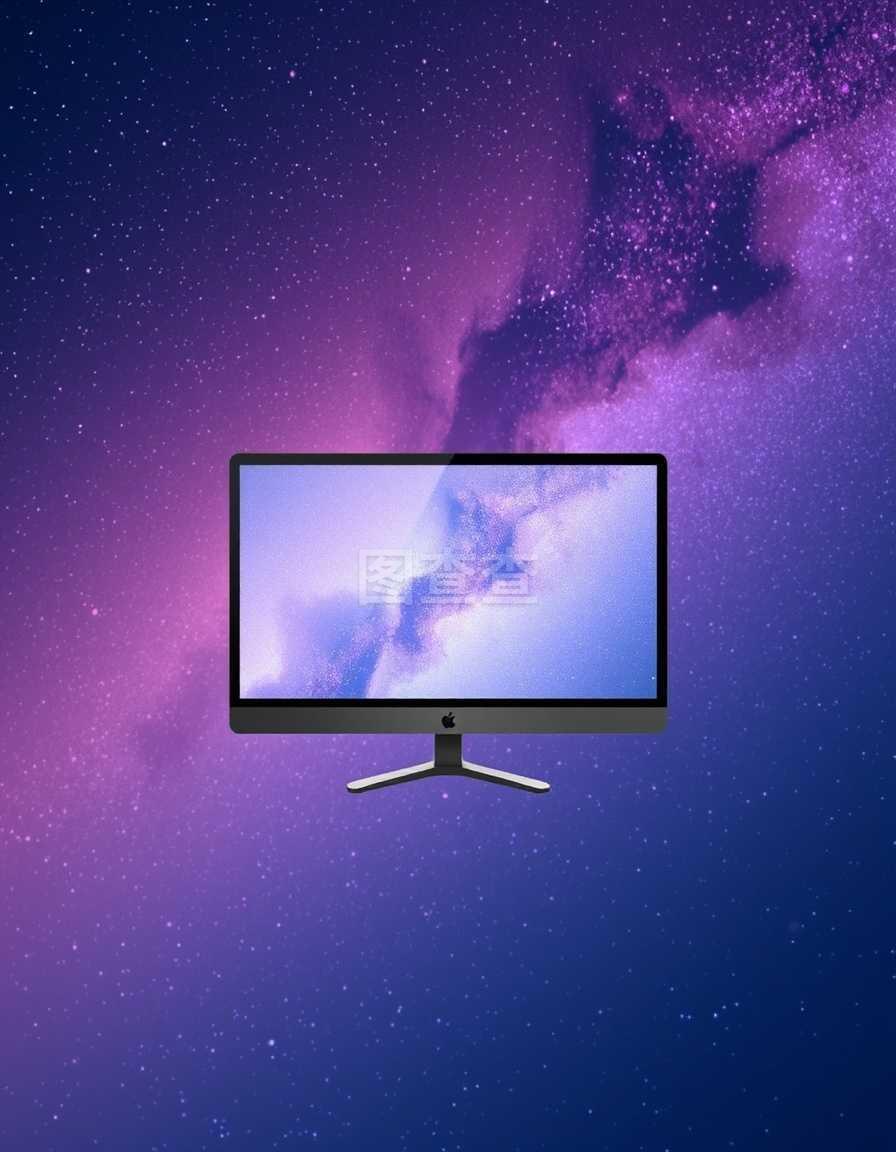 电脑屏幕上的星系背景 科技与宇宙的交汇
